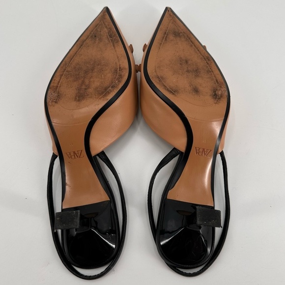 ZARA Zara Raised Detail Slingbacks Low Heels Nude 41 - Picture 6 of 8